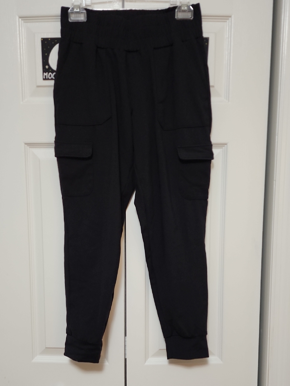 NWOT Mondetta Stretch Black Cargo Joggers with Elastic Waist Small